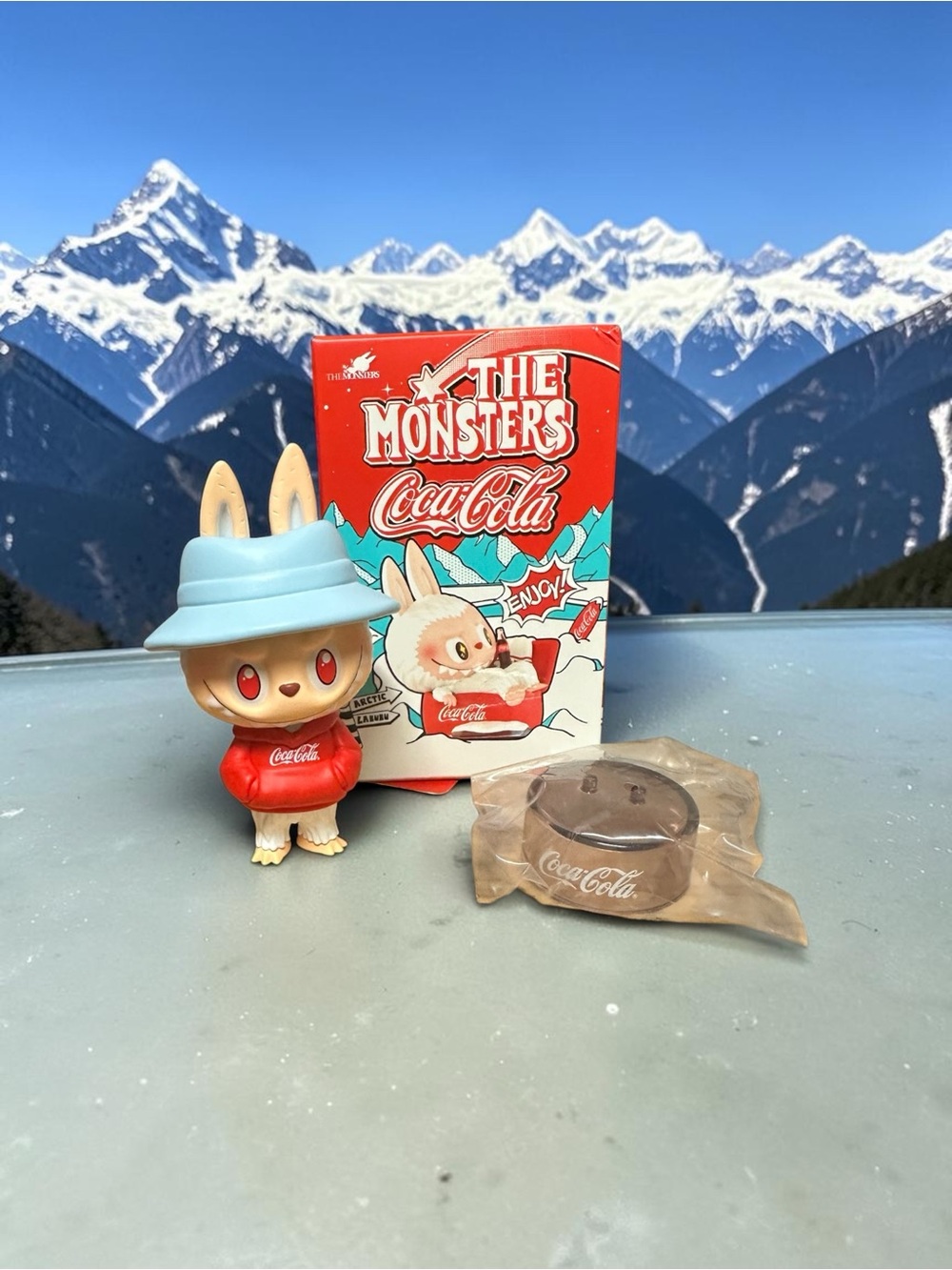 The Monsters Coca Cola Bunny Vinyl Figure — Red Sweater & Light Blue Hat